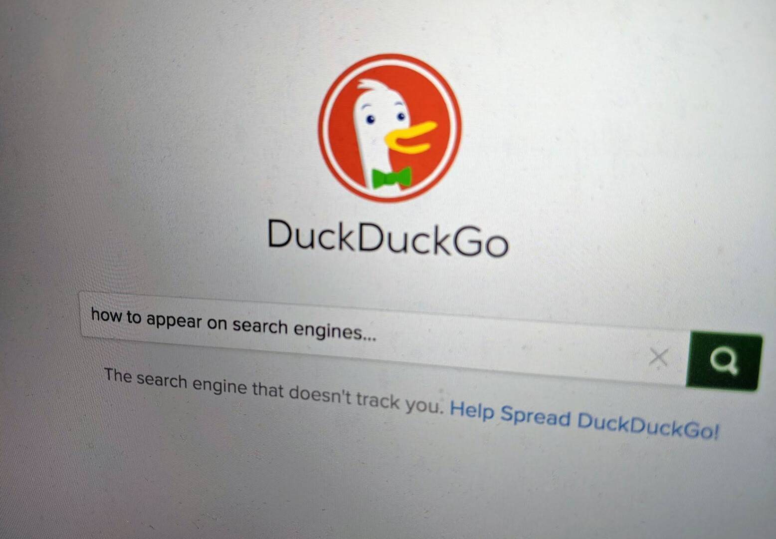 how to appear in search engines typed into Duck Duck Go