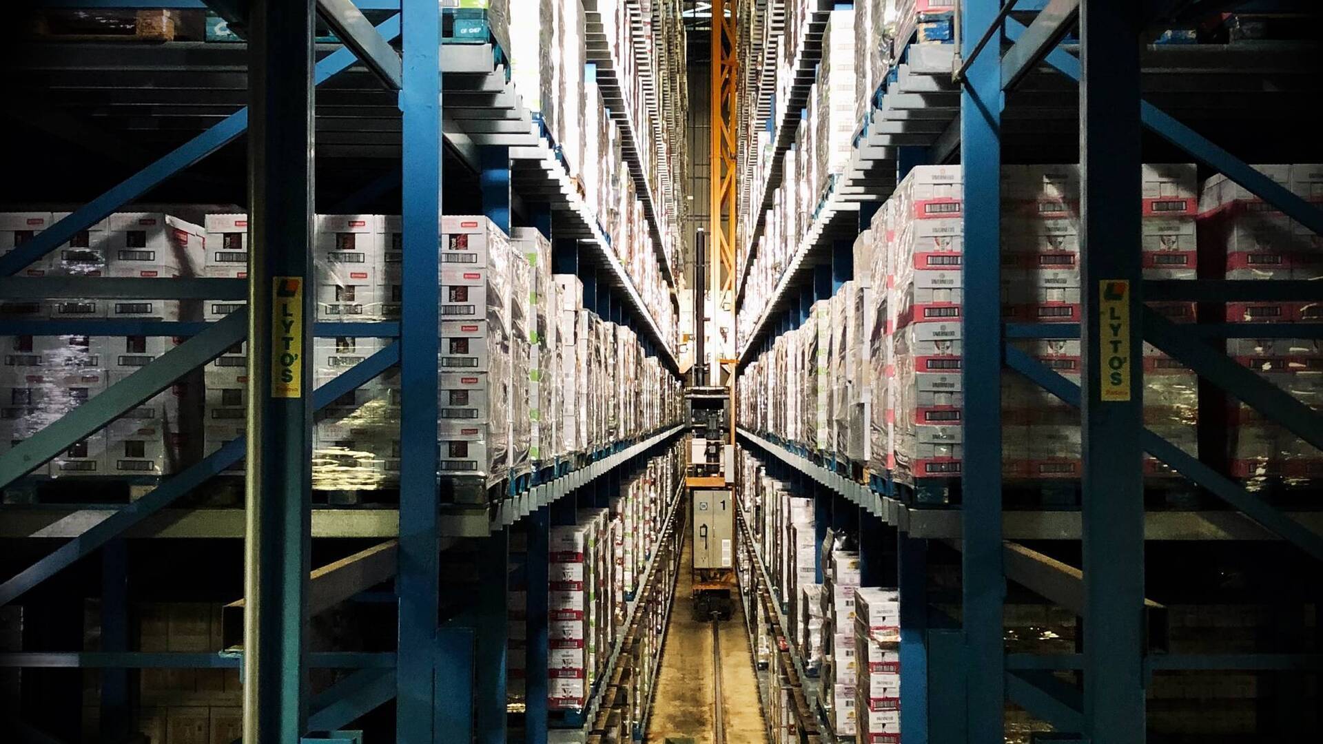 Warehouse racks that stretch for hundreds of feet