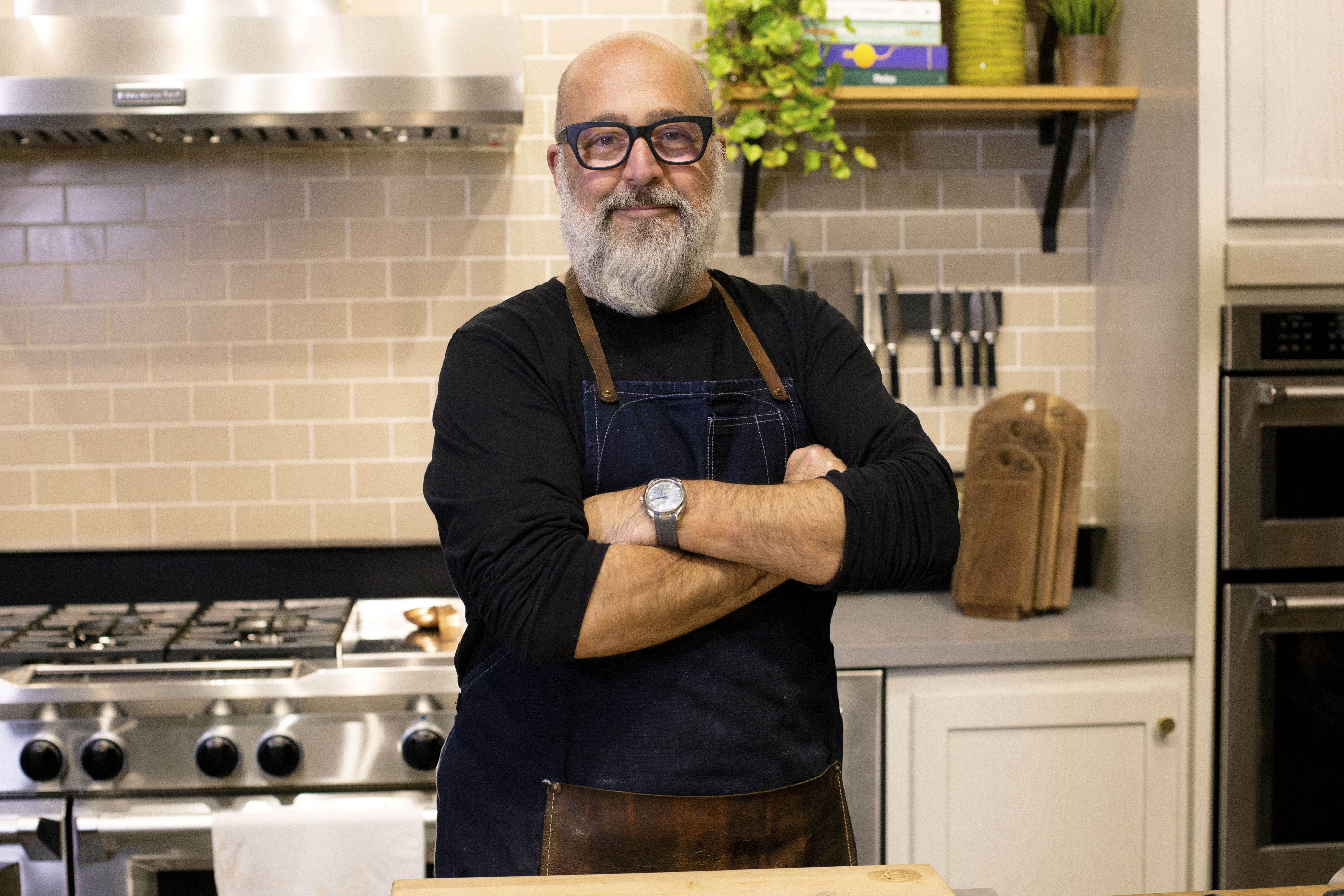 Andrew Zimmern in the kitchen